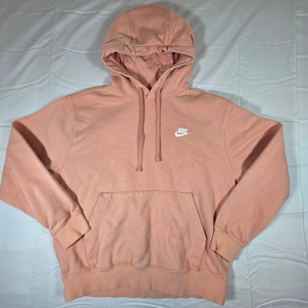 Nike Sportswear Club Fleece Hoodie Peach Coral BV2654-824 Womens Medium